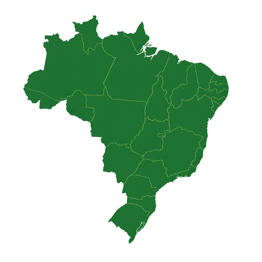 Mapa do Brasil representando a atuação nacional da Nortène